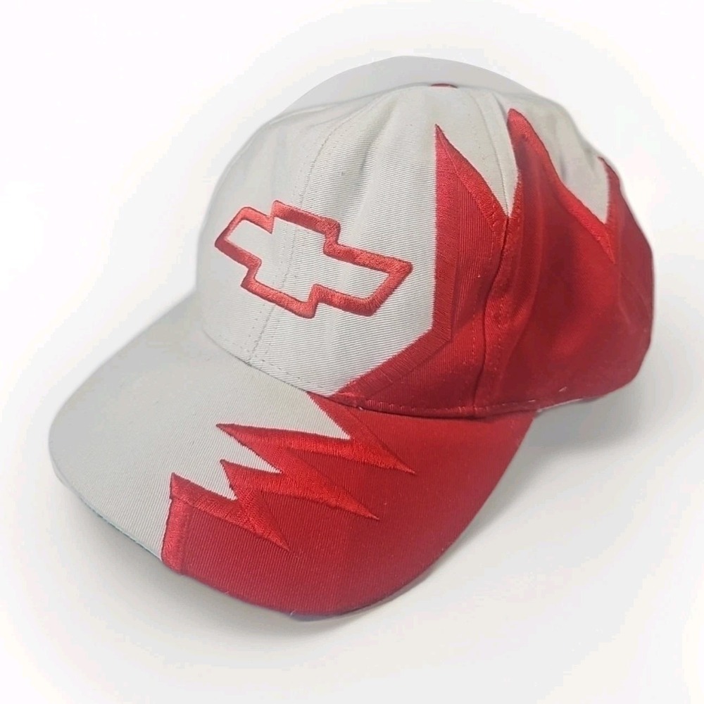 Chevrolet Hat Baseball Cap Mens OSFA White Red Vintage Kati Flame Design Bowtie